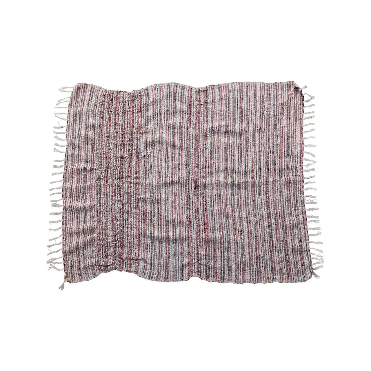Hello Honey® Multicolor Stripes Woven Cotton & Wool Throw with Fringe
